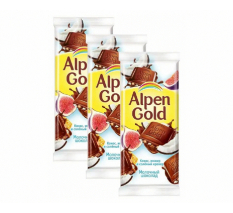 Шоколад «Alpen Gold» кокос, инжир и соленый крекер, 85г