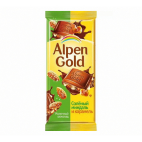 Шоколад «Alpen Gold» солёный миндаль и карамель, 85г
