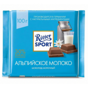 Шоколад «Ritter Sport» с альпийским молоком, 100г