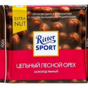 Шоколад «Ritter Sport» темный с цельным лесным орехом, 100г