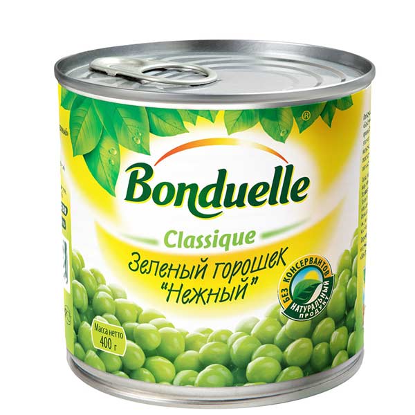 Горошек «Bonduelle» зеленый “Нежный”, 400г