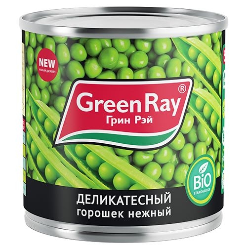 Горошек «Грин Рэй» зеленый деликатесный нежный, 400г