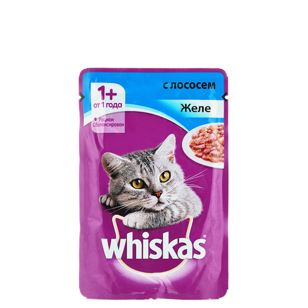 Корм для кошек Whiskas желе лосось, 75г