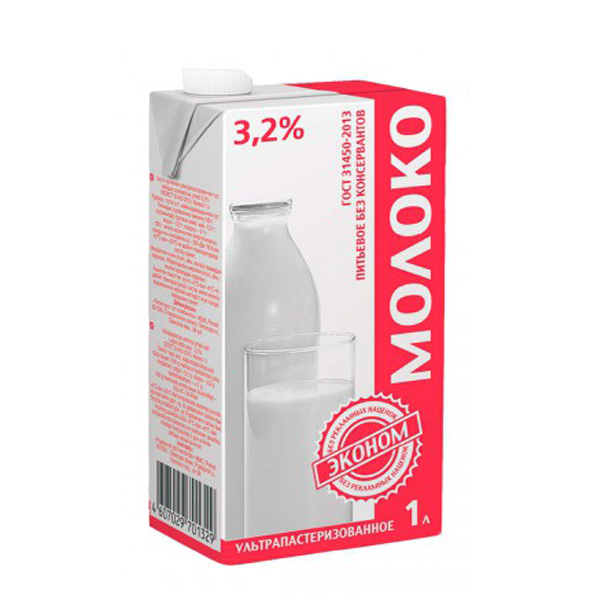Молоко «Эконом», 3.2%, 1л