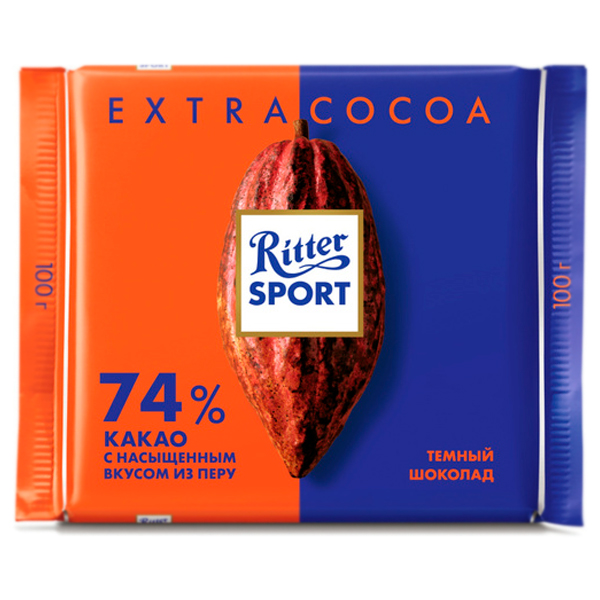 Шоколад «Ritter Sport» темный, 74%, 100г