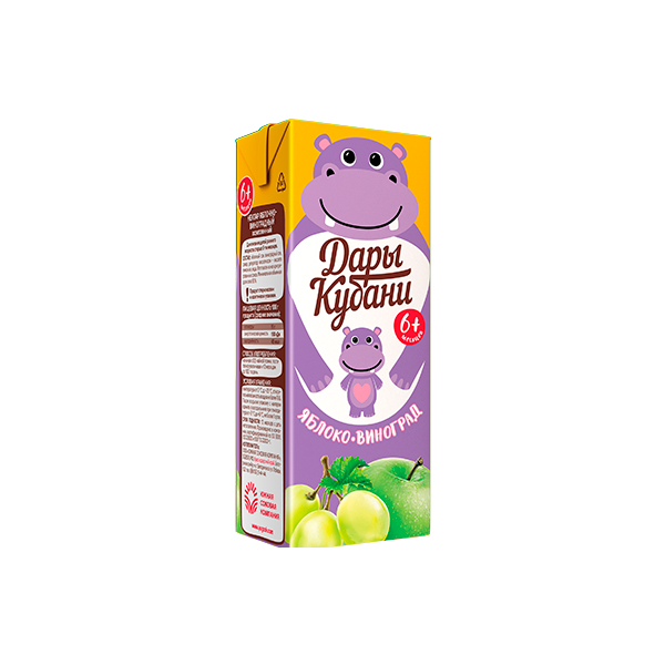 Сок детский «Дары Кубани» яблоко-виноград, 0.2л