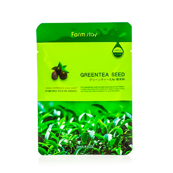 Тканевая маска для лица с экстрактом семян зеленого чая «Farm Stay», 23мл